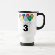 3rd Birthday Gifts with Balloons Coffee Mugs