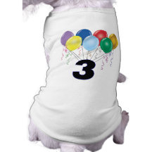 3rd Birthday Gifts with Balloons Dog Shirt