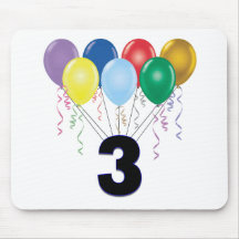 3rd Birthday Gifts with Balloons Mousepads