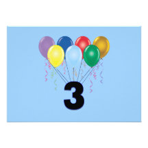 3rd Birthday Invitation with Balloons