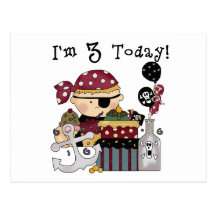 3rd Birthday Pirate Tshirts and Gifts Postcards