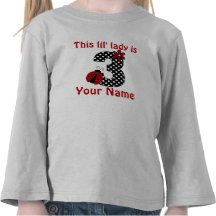 3rd Birthday Red Ladybug Girls Personalised Shirt