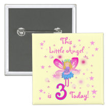 3rd Little Angel Birthday Tshirts and Gifts Pinback Buttons