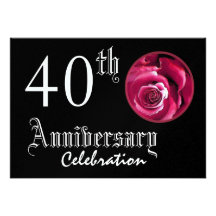 40th Anniversary Red Rose Premium Metallic Custom Invite