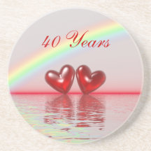 40th Anniversary Ruby Hearts Coaster