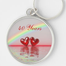 40th Anniversary Ruby Hearts Key Chains