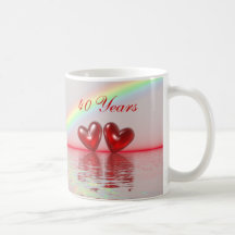 40th Anniversary Ruby Hearts Mugs