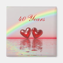 40th Anniversary Ruby Hearts Refrigerator Magnet