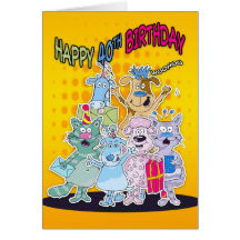 40th Birthday Card - Moonies Doodlematoons
