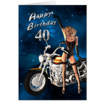 40th Birthday card with a motorbike