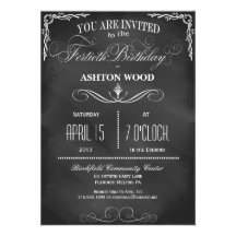 40th Birthday Chalkboard Typography Party Invite