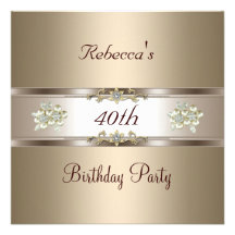 40th Birthday Elegant Coffee Cream Biege Invite