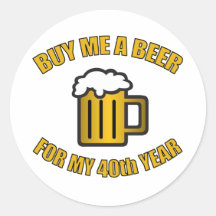 40th Birthday Funny Beer Sticker