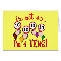 40th Birthday Humour T shirt Greeting Cards