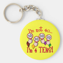40th Birthday Humour T shirt Key Chain
