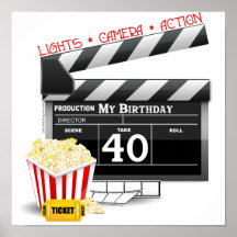 40th Birthday Movie Birthday Party Posters
