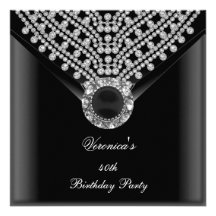 40th Birthday Party Black Diamonds Image Announcement