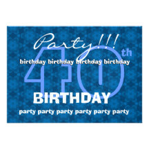 40th Birthday Party Modern Blue Flowers W1497 Personalised Invitation
