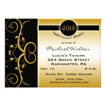 40th Birthday Party Personalised Invites