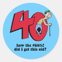 40th birthday round sticker