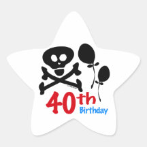 40th Birthday Skull Crossbones Sticker