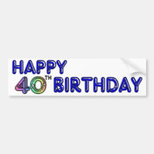40th Birthday with Ballon Font Bumper Sticker