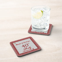 40th Ruby Anniversary Personalised Coasters