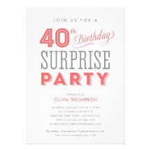 40th Surprise Birthday Invitations