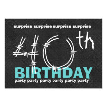 40th SURPRISE Birthday Party Blue Black C341 Personalized Invitation