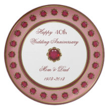 40th Wedding Anniversary Plate