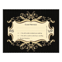 4.25x5.5"  Floral Vintage Dots RSVP Wedding Card