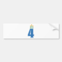 4 Birthday Candles (Blue / Green) Bumper Stickers