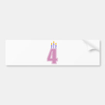 4 Birthday Candles (Pink / Purple) Bumper Sticker
