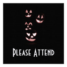 4 Lit Jack-O-Lanterns - Red Personalised Invitation