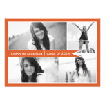 4 Photo Banner Graduation Invitation - Orange