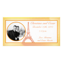 4 x 8 Engagement Photo Announcement Paris Peach Personalized Photo Card