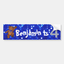 4th Birthday Bear Bumper Sticker