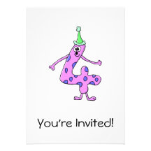 4th Birthday Cartoon Character. Custom Announcements