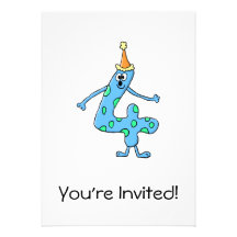 4th Birthday Cartoon. Invite