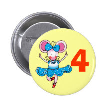 4th birthday gift for a girl, cute ballerina button