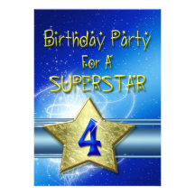 4th Birthday party Invitation for a Superstar.