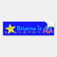 4th Birthday Party Smiley Stars Bumper Stickers