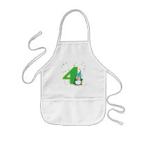4th Birthday Penguin Apron aprons