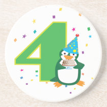 4th Birthday Penguin Coaster coasters