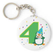 4th Birthday Penguin Keychain keychains