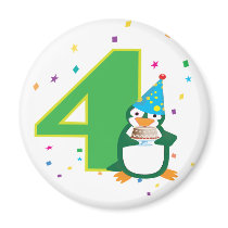 4th Birthday Penguin Magnet magnets