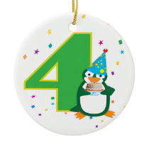 4th Birthday Penguin Ornament - Customisable ornaments