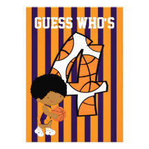 4th Birthday Purple and Orange Basketball Player Announcement