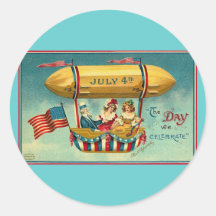 4th of July - Airship - Vintage art Sticker