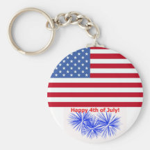 4th of July American Flag & Fireworks Keychain